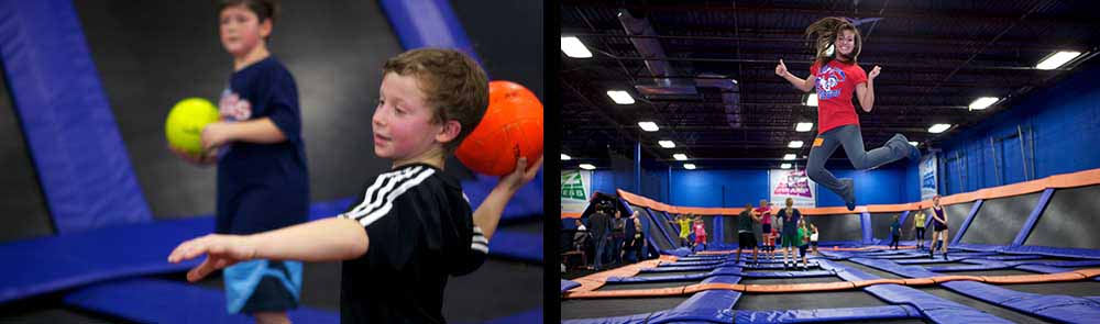kids playing in a trampoline park