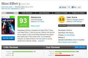 Metacritic review screen shot