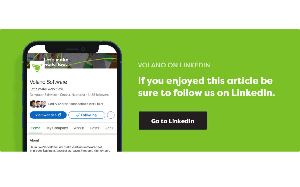 Join Volano Software on LinkedIn by clicking the image.